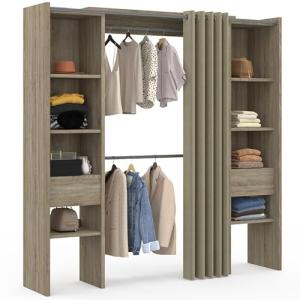 IDMarket - Vestidor extensible doble madera Meryl 120/180 x…