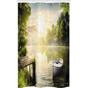 ABAKUHAUS Naturaleza Cortina para baño, Barco por el Lago b…
