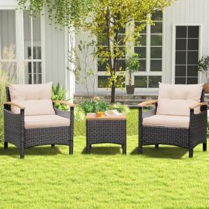 GIANTEX Juego de Muebles de Jardín de Ratán para 2 Personas…