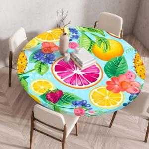 Chickwin Manteles de Mesa Impermeable Redondo Lavable, Mant…