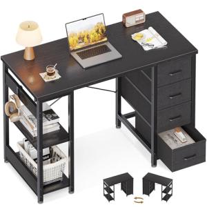 Coleshome Escritorio Pequeño con 4 Cajones de Tela, 100x40c…