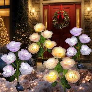 Omdekor 4 Pack Lámpara Solares de Jardín RGB para Exteriore…
