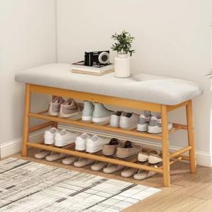 Banco de almacenamiento para zapatos con asiento tapizado,…