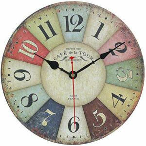 SOLEDI Reloj Pared Vintage Multicolor FrancéS, Reloj Modern…