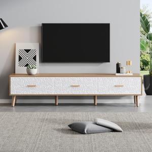 Moimhear Mueble de TV de panel bajo vintage, mueble de TV d…