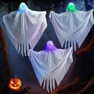 MEEKBOS Decoración Fantasmas Colgantes de Halloween, 3 Piez…