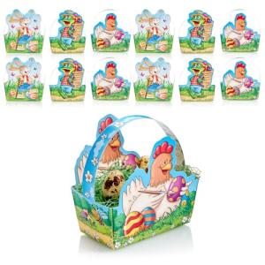 com-four® 12x Cesta de Pascua con Motivo - Cesta de cartón…