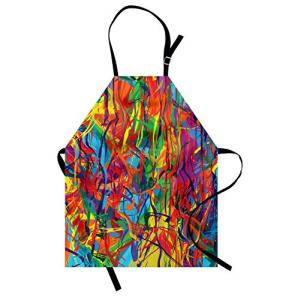 ABAKUHAUS Moderno Delantal de Cocina, Líneas Curvas Colorid…
