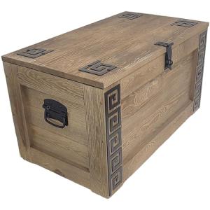 weeco Baúl de madera con ruedas, diseño griego con ruedas,…