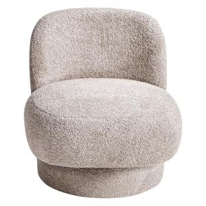 Sillón club giratorio respaldo curvo tapizado bouclé beige…