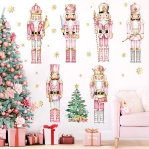 decalmile Pegatinas de Pared Navidad Ventana Rosa Cascanuec…