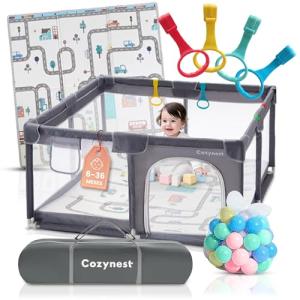 COZYNEST Parque Infantil Bebe 120x120 cm con Alfombra y 30…