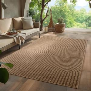 HomebyHome Alfombra Exterior y Interior 120 x 170 cm Beige…