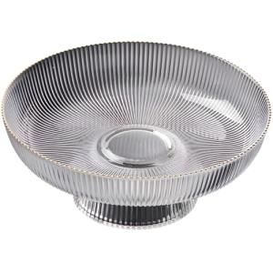 yeeplant Elegante frutero de cristal con ribete dorado, est…