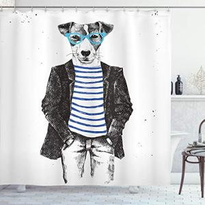 ABAKUHAUS Extravagante Cortina de Baño, Jack Russel Hipster…