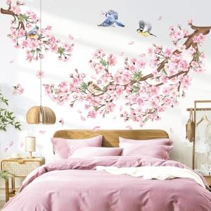 decalmile Pegatinas de Pared Flor de Cerezo Rosa Vinilos De…