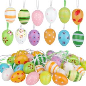 Jangostor 48 Piezas Huevos de plástico Pintados - 4 cm Colg…