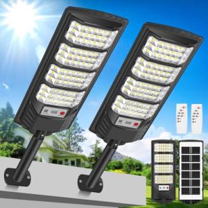 PEAKRO Farolas Solares Exterior, 600W Potente Focos LED Sol…