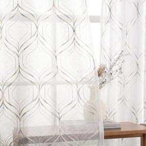 MIULEE Cortinas Transparentes Bordadas con Ojales, con Esta…