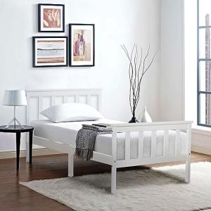 BRILVERDE Cama individual blanca de 90 x 200 cm de madera m…