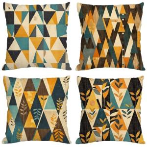 Fundas Cojines 70x70 cm Juego de 4 Amarillo Cojines Exterio…