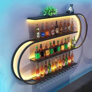 RAJYQODIS Botellero de Pared, Estante Flotante de 4 Niveles…