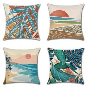 JOTOM Juego de 4 Fundas de Cojín Impermeable 45x45cm Hojas…