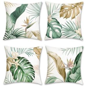 Bonhause Fundas Cojines Hojas Tropicales 45 x 45 cm Funda d…