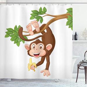 ABAKUHAUS Dibujos Animados Cortina de Baño, Mono con el árb…
