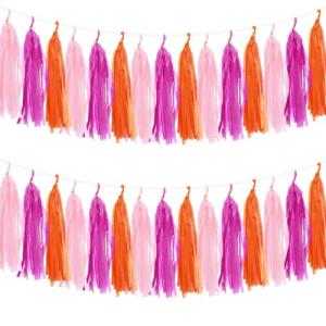 NECXON 15 guirnaldas de borlas Brillantes en Rosa, Rojo, Ro…