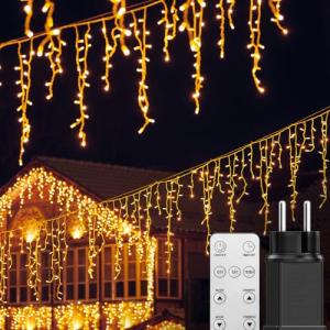 BESCOST Cortina Luces Navidad Exterior 10M, 400LED Cadena d…