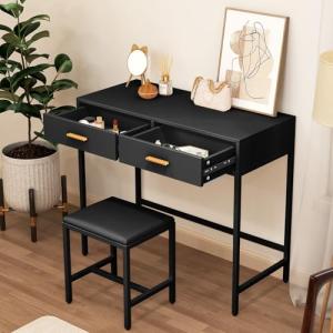 LIANWANG Tocador de Maquillaje con 2 Cajones, Mesa de Tocad…