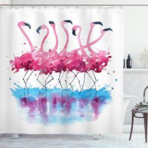 ABAKUHAUS Animal Cortina de Baño, Flamenco y Bird, Material…