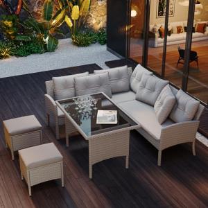 Moimhear Conjunto de muebles de jardín de polirratán, para…