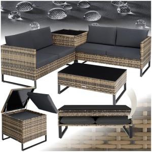 tectake® Conjunto Jardín de Ratán con Cojines Gruesos, Mueb…