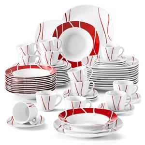 MALACASA Vajillas Completas Modernas Porcelana, 60 Piezas p…