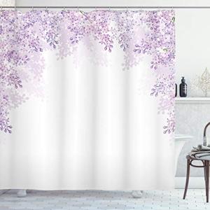 ABAKUHAUS Flor Cortina de Baño, Lila Flores de Primavera, M…