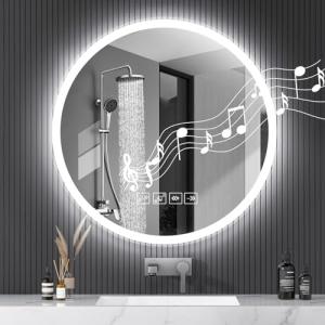 Litglobe Espejo Baño LED Bluetooth 60x60 cm,Espejo Redondo…