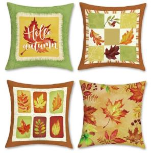 Bonhause Fundas Cojines Hojas Arce Otoño 45 x 45 cm Funda d…