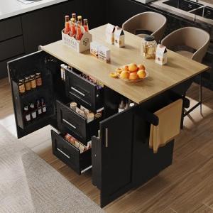 HYSZ Isla de cocina, divisores extraíbles, ruedas extraíble…