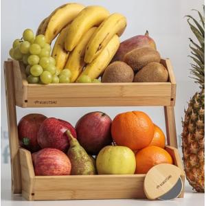 KUKUTSHU Frutero de Madera de Bambú de 2 Pisos - Organizado…