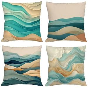 Fundas Cojines 70x70 cm Juego de 4 Beige Cojines Exterior I…