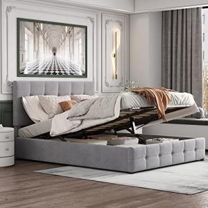 Moimhear Cama acolchada de 140 x 200 cm, cama de matrimonio…