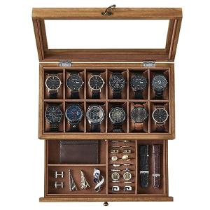 SONGMICS Caja de Relojes con 12 Ranuras, Estuche de Relojes…