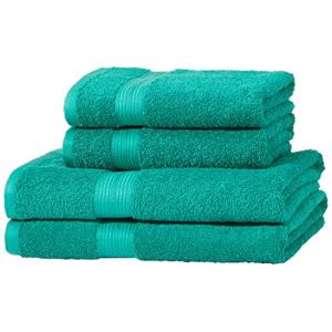AmazonBasics Fade Resitant Towel Set, Teal, 2 Bath & 2 Hand