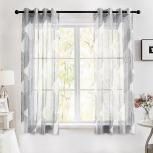 Deconovo Cortinas Salon Translucidas con Motivos de Líneas…