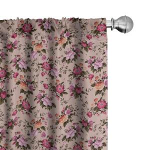 ABAKUHAUS Flor Juego de 2 Paños Cortinas, Diseño Floral con…