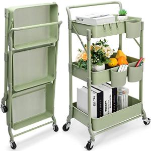 Shrivee Plegable Carrito Auxiliar con Ruedas 3 Niveles Extr…