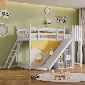Cama Infantil Con Protección Contra Caídas, Litera de Mader…