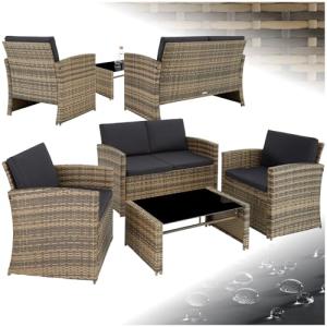 tectake® Conjunto Jardín de Ratán y Acero, Muebles Jardín E…